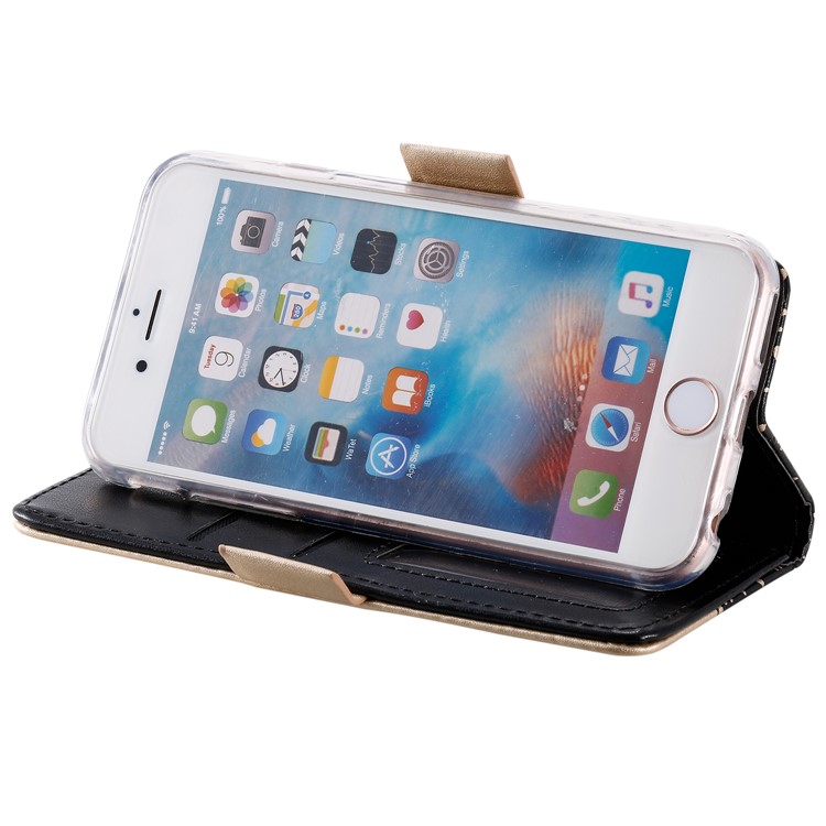 Lace Flower Zipper Pocket Leather Wallet Phone Cover for iPhone 6 Plus/6s Plus - Black-5
