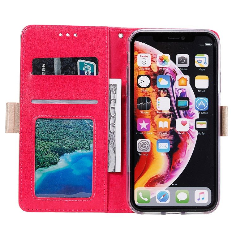 Крышка Телефона Бумажника Кожи Молнии Цветка Шнурка Для Iphone XR - Роза-3