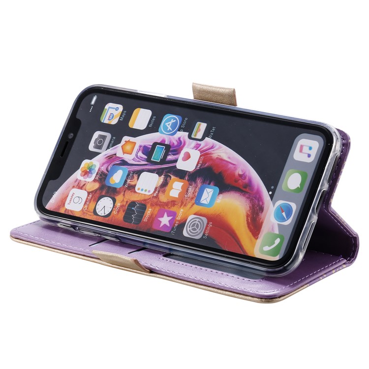 Lace Flower Zipper Leather Wallet Phone Cover for iPhone XR - Purple-5