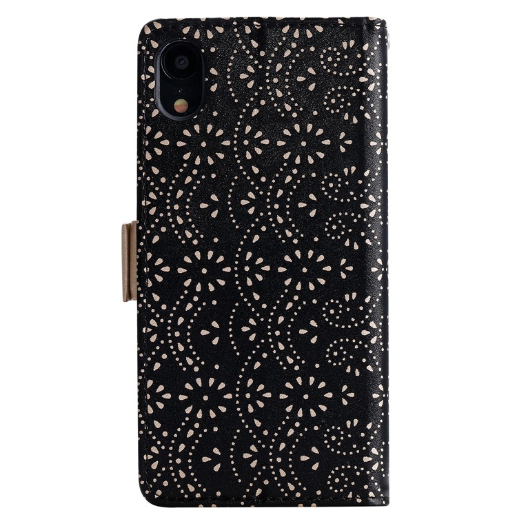 Lace Flower Zipper Pocket Leather Wallet Phone Case for iPhone XS Max - Black-2