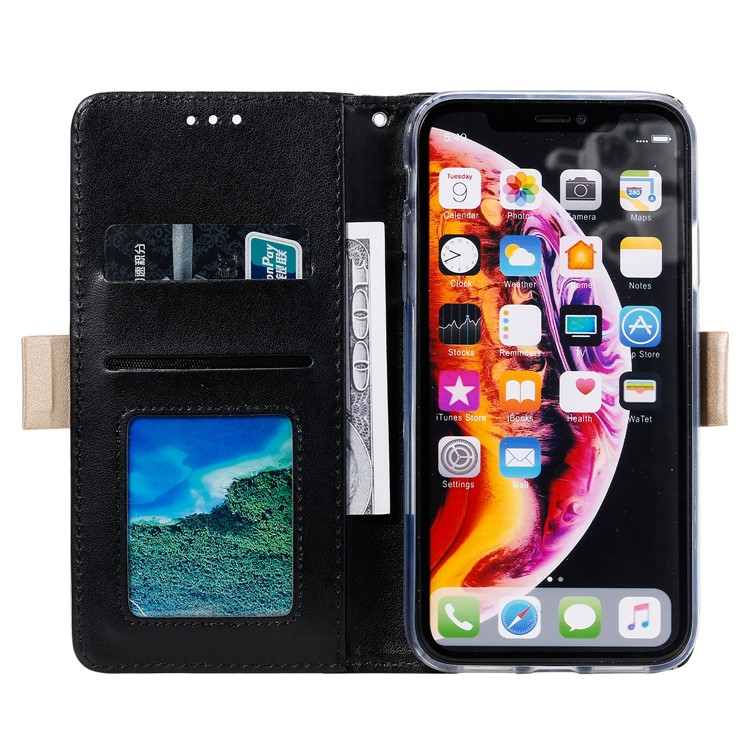 Custodia Con Portafoglio In Pelle Con Cerniera Con Cerniera In Pizzo Per IPhone XS Max - Nero