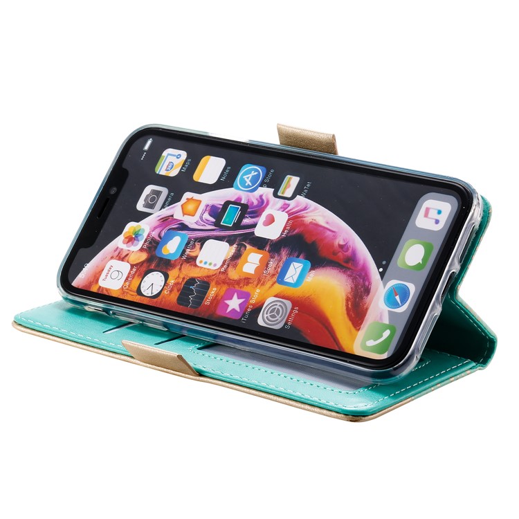 Lace Flower Zipper Pocket Leather Wallet Phone Case for iPhone XS Max - Green-5
