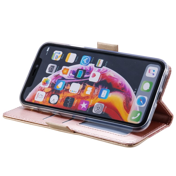 Coque De Téléphone Portable En Cuir De Poche De Fleur De La Dentelle Pour IPhone XS Max - Or Rose