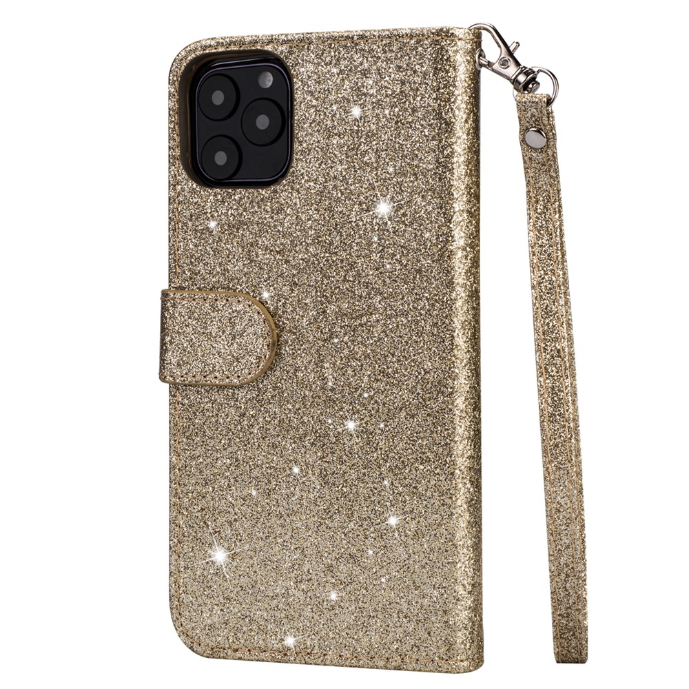 Cubierta de Billetera de Cuero Con Cremallera Con Cremallera Flash Con Correa Para Iphone 11 6.1 Pulgadas (2019) - Oro-3