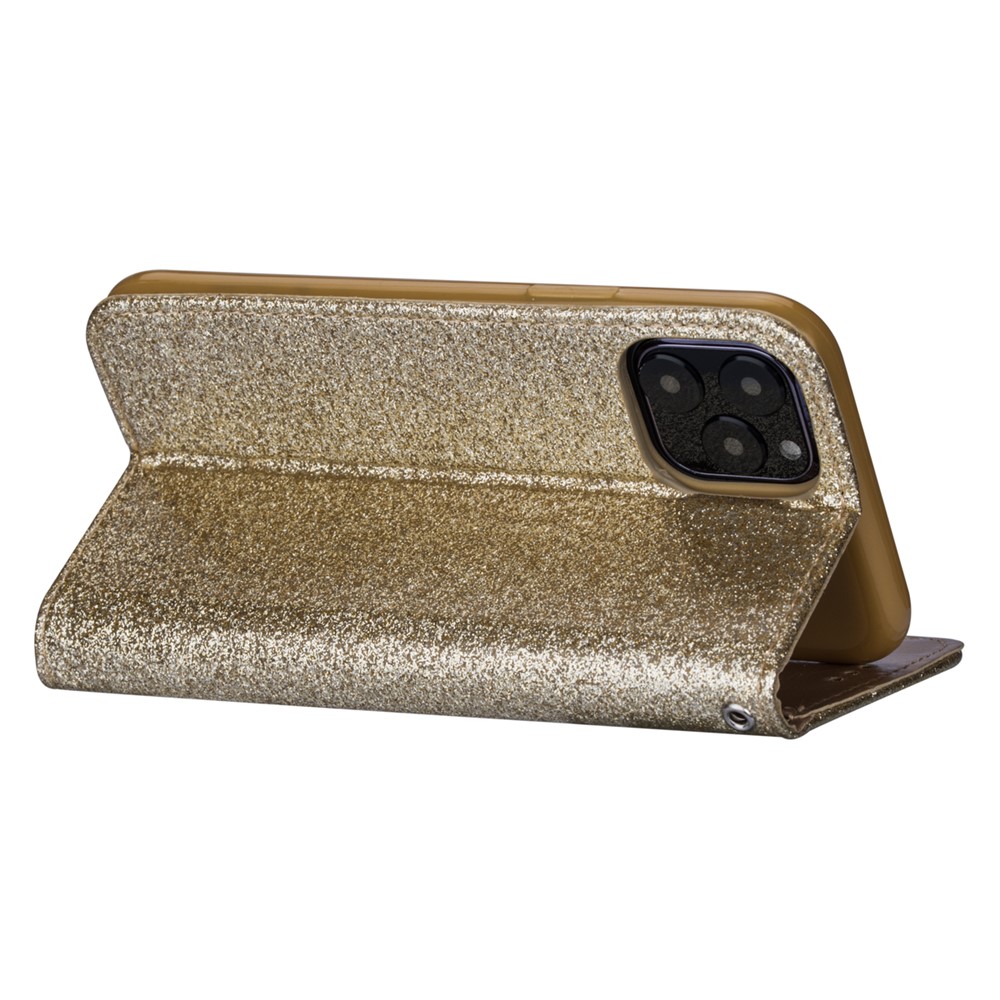 Flash Powder Con Cerniera in Polvere Copertina in Pelle Con Cinturino Per Iphone 11 6,1 Pollici (2019) - Oro