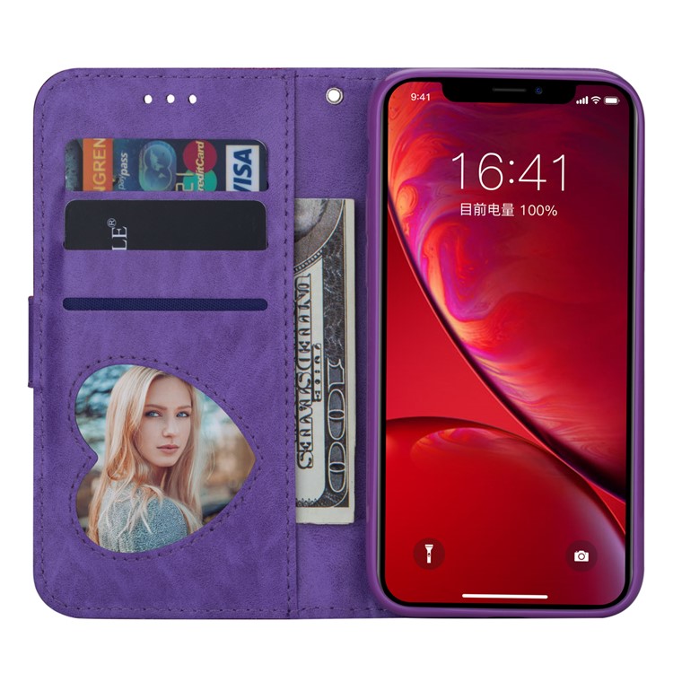 Flash Powder Zippered Stand Leather Wallet Cover with Strap for iPhone 11 6.1-inch (2019) - Purple-4