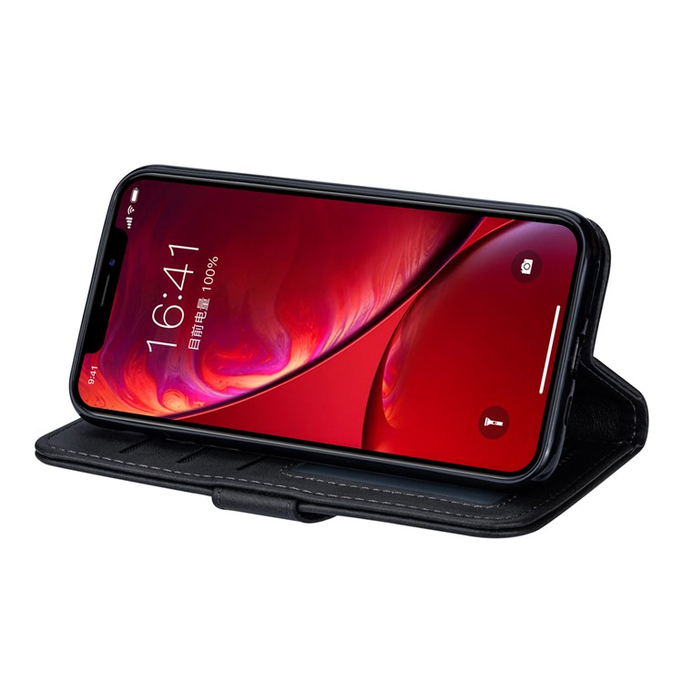 Caixa de Suporte de Couro de Bolso Com Zíper Para Iphone 11 Pro Max 6,5 Polegadas (2019) - Preto