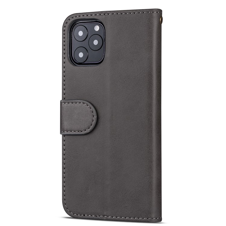 Caixa de Suporte de Couro de Bolso Com Zíper Para Iphone 11 Pro Max 6,5 Polegadas (2019) - Cinza