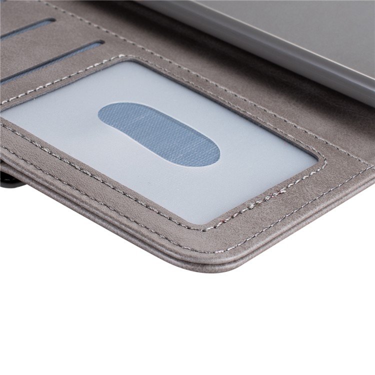 Case de Billetera de Cuero de Bolsillo Zipper Para Iphone 11 Pro Max 6.5 Pulgadas (2019) - Gris