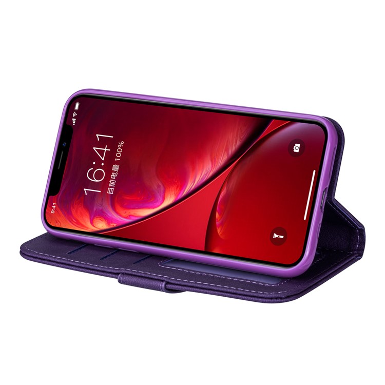 Zipper Pocket Leather Wallet Stand Case for iPhone 11 Pro Max 6.5 inch (2019) - Purple-4