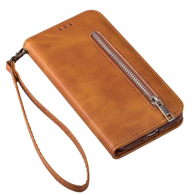 Zipper Pocket Leather Wallet Stand Case for iPhone 11 Pro Max 6.5 inch (2019) - Brown-6