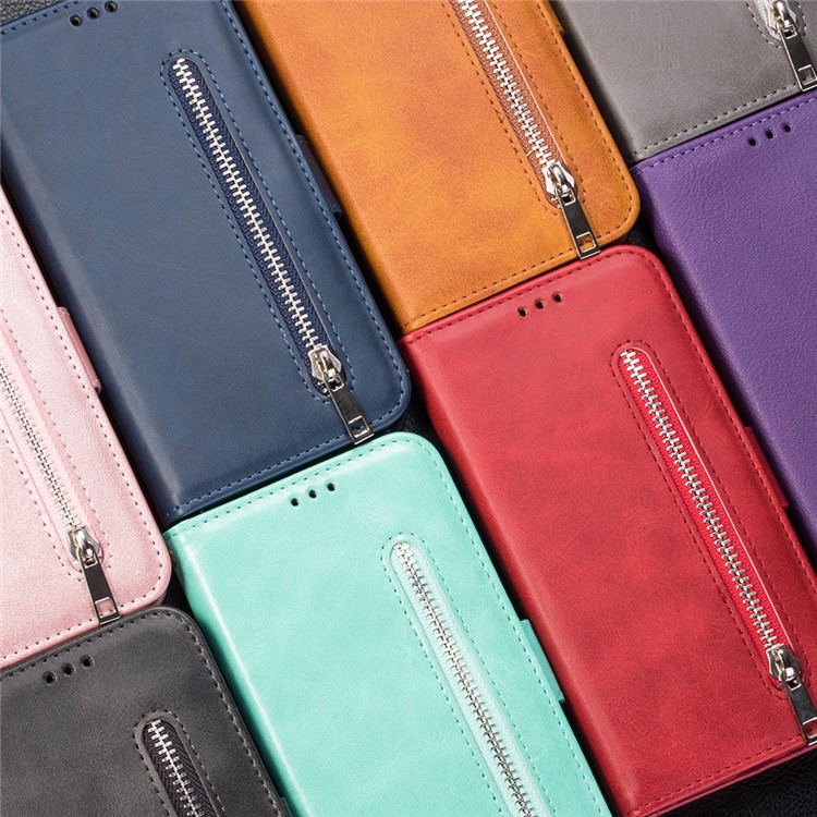 Caso De Carteira De Couro De Bolso De Zíper Para Iphone (2019) 6,1 Polegadas - Preto-10
