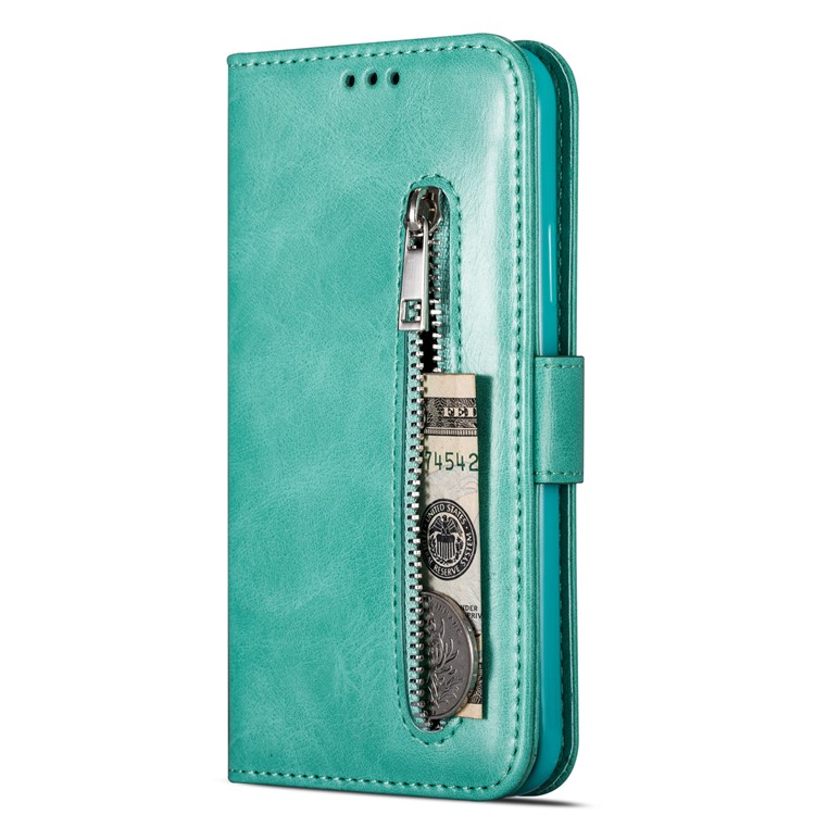 Zipper Pocket Leather Wallet Case for iPhone 11 6.1 inch (2019) - Cyan-2