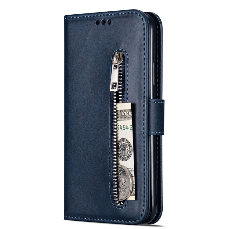 Zipper Pocket Leather Wallet Case for iPhone 11 6.1 inch (2019) - Blue-2