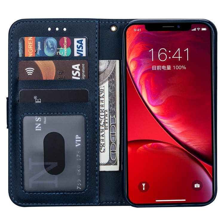Zipper Pocket Leather Wallet Case for iPhone 11 6.1 inch (2019) - Blue-4