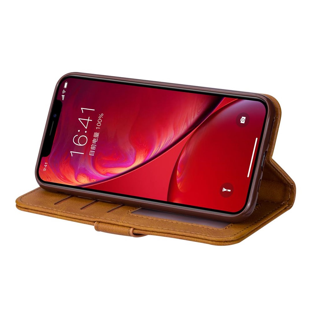 Caixa de Carteira de Couro Com Zíper Para Iphone 11 6,1 Polegadas (2019) - Castanho