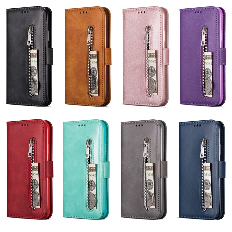 Zipper Pocket Cell Phone Leather Wallet Case for iPhone 11 Pro 5.8 inch (2019) - Black-11