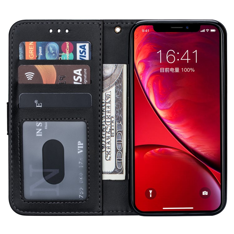 Zipper Pocket Cell Phone Leather Wallet Case for iPhone 11 Pro 5.8 inch (2019) - Black-5