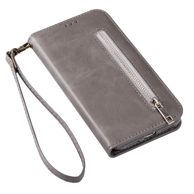 Zipper Pocket Cell Phone Leather Wallet Case for iPhone 11 Pro 5.8 inch (2019) - Grey-6