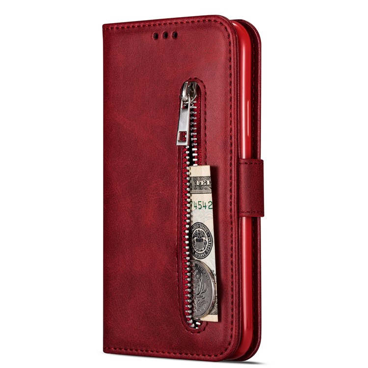 Custodia in Pelle Per Cellulare Con Zipper Tascabile Per Iphone 11 Pro 5,8 Pollici (2019) - Rosso-2