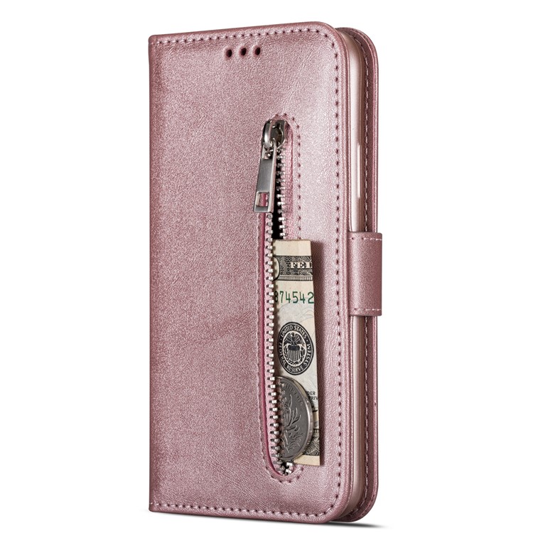 Case de Cuero de Bolsillo de Bolsillo Con Cremallera Para Iphone 11 Pro 5.8 Pulgadas (2019) - Oro Rosa-2