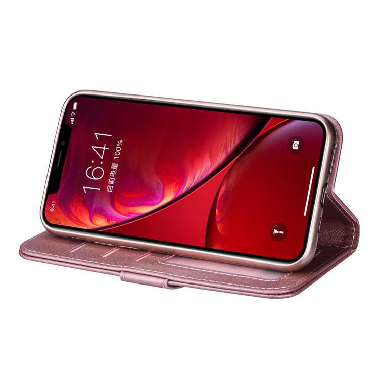 Case de Cuero de Bolsillo de Bolsillo Con Cremallera Para Iphone 11 Pro 5.8 Pulgadas (2019) - Oro Rosa-5