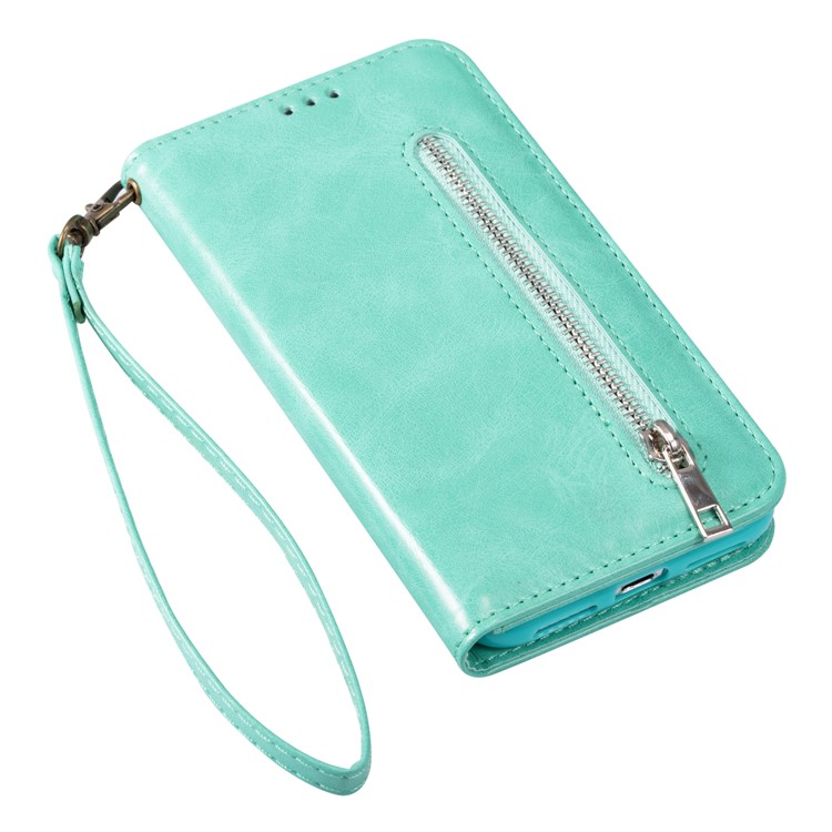 Zipper Pocket Cell Phone Leather Wallet Case for iPhone 11 Pro 5.8 inch (2019) - Cyan-6
