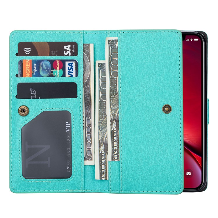 Retro Metal Buckle Wallet Stand Leather Phone Case with Lanyard for iPhone 11 Pro Max 6.5 inch (2019) - Cyan-8