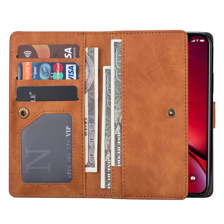 Retro Metal Buckle Wallet Stand Leather Phone Case with Lanyard for iPhone 11 Pro Max 6.5 inch (2019) - Brown-7