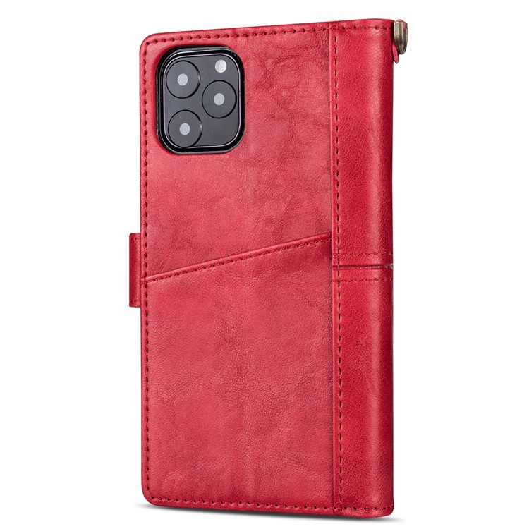 Retro Metal Buckle Wallet Stand Leather Phone Case with Lanyard for iPhone 11 6.1-inch (2019) - Red-4