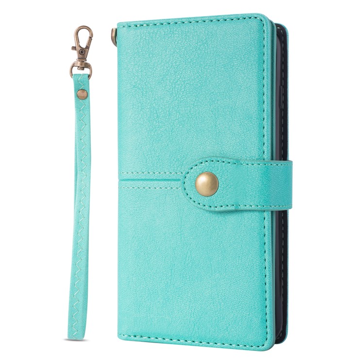 Retro Metal Buckle Wallet Stand Leather Phone Case with Lanyard for iPhone 11 6.1-inch (2019) - Baby Blue-3