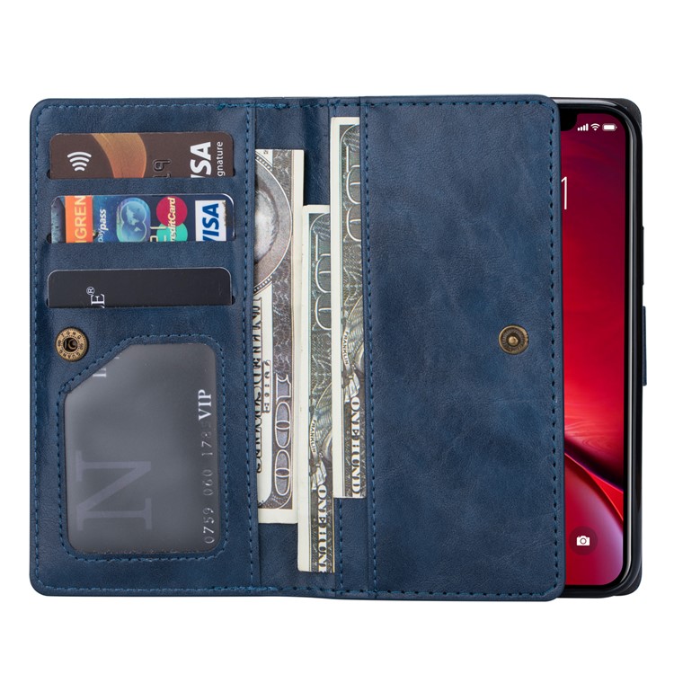 Retro Metal Buckle Wallet Stand Leather Phone Case with Lanyard for iPhone 11 6.1-inch (2019) - Dark Blue-7