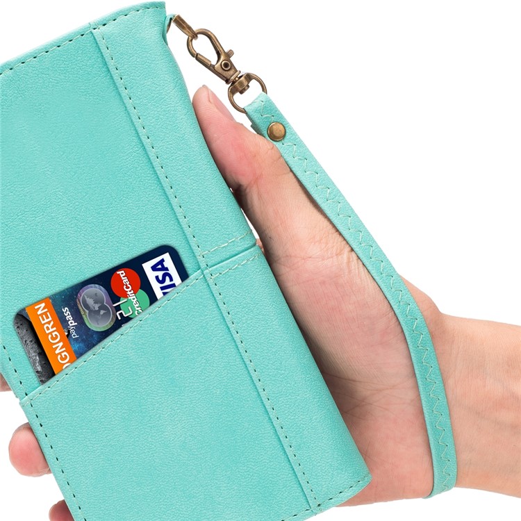 Retrò In Metallo Fibbia In Caso Di Telefono Cuoio Del Basamento Portafoglio Con Cordino Per IPhone 11 Pro Da 5,8 Pollici (2019) - Bambina Blu-9
