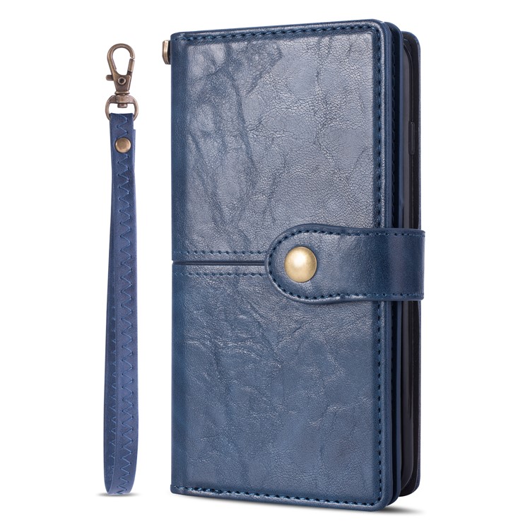 Retro Metal Buckle Wallet Stand Leather Phone Case with Lanyard for iPhone 11 Pro 5.8-inch (2019) - Dark Blue-3