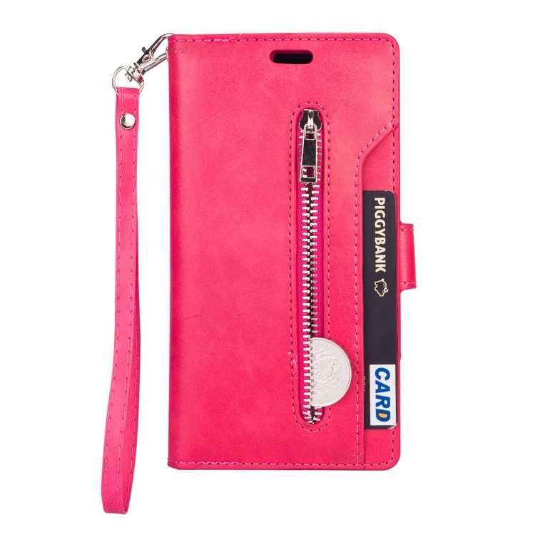 Zipper Pocket Multiple Card Slots Leather Stand Case for iPhone 11 Pro Max 6.5 inch (2019) - Rose-2
