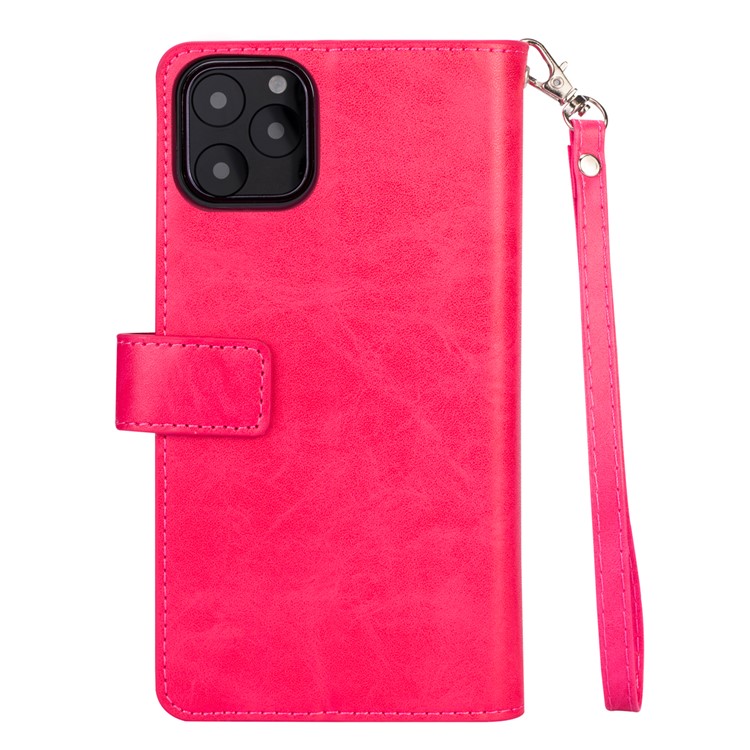 Zipper Pocket Multiple Card Slots Leather Stand Case for iPhone 11 Pro Max 6.5 inch (2019) - Rose-3