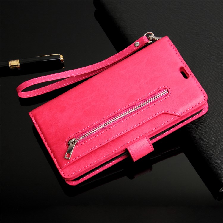 Zipper Pocket Multiple Card Slots Leather Stand Case for iPhone 11 Pro Max 6.5 inch (2019) - Rose-9