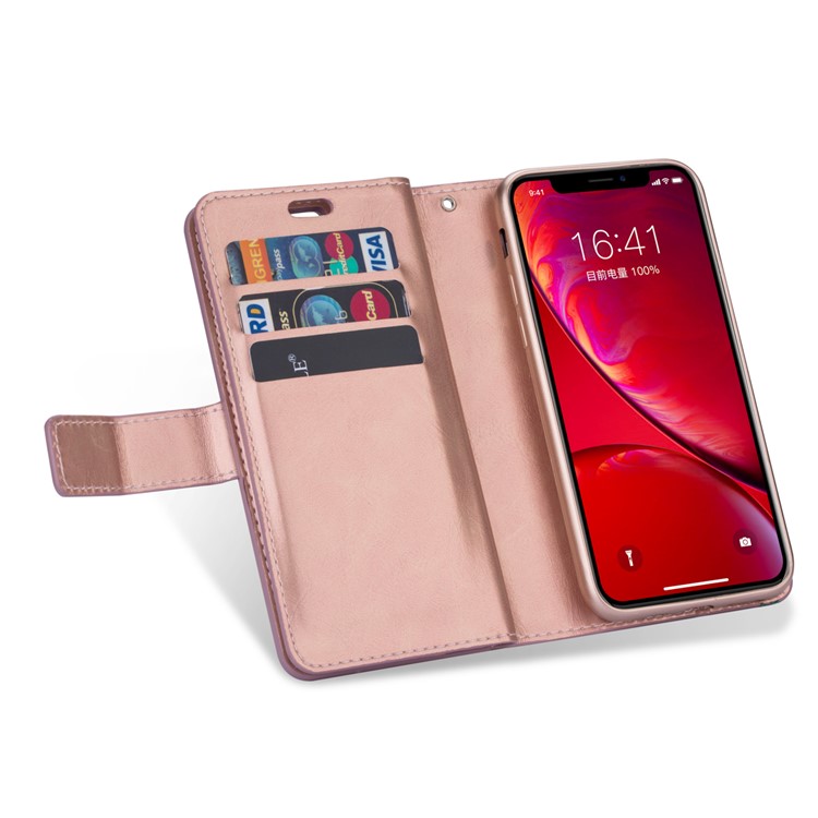 Zipper Pocket Multiple Card Slots Leather Stand Case for iPhone 11 Pro Max 6.5 inch (2019) - Rose Gold-8