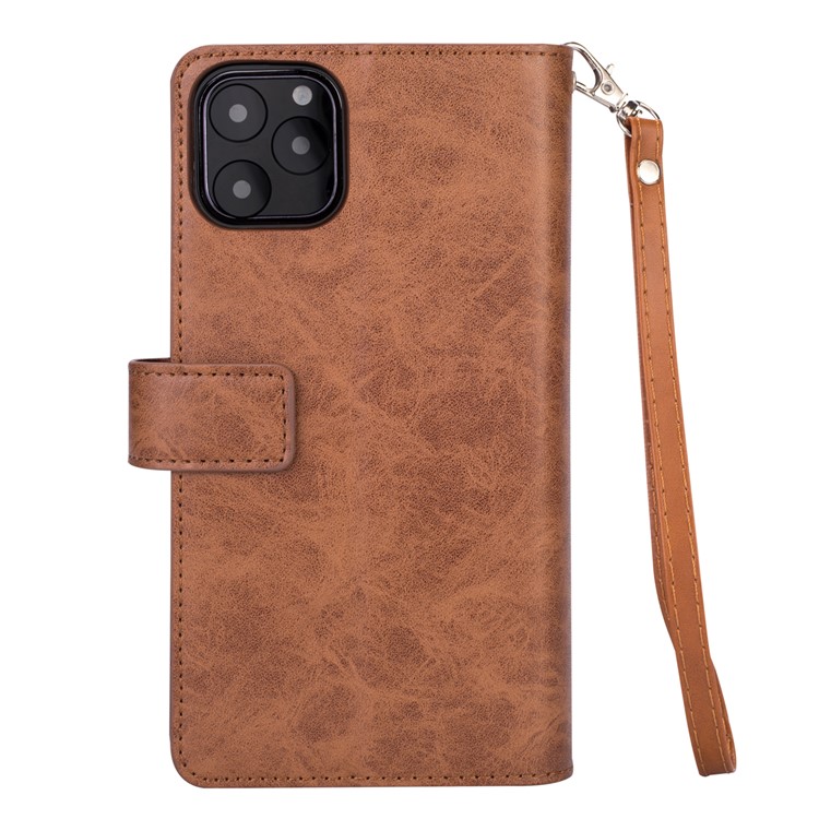 Zipper Pocket Multiple Card Slots Leather Stand Case for iPhone 11 Pro Max 6.5 inch (2019) - Brown-3