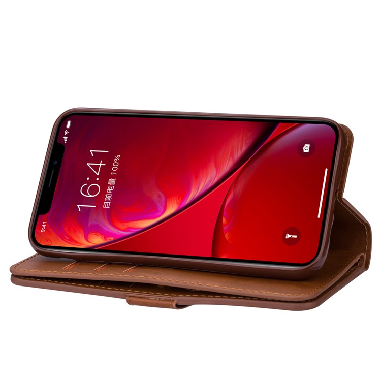 Zipper Pocket Multiple Card Slots Leather Stand Case for iPhone 11 Pro Max 6.5 inch (2019) - Brown-6