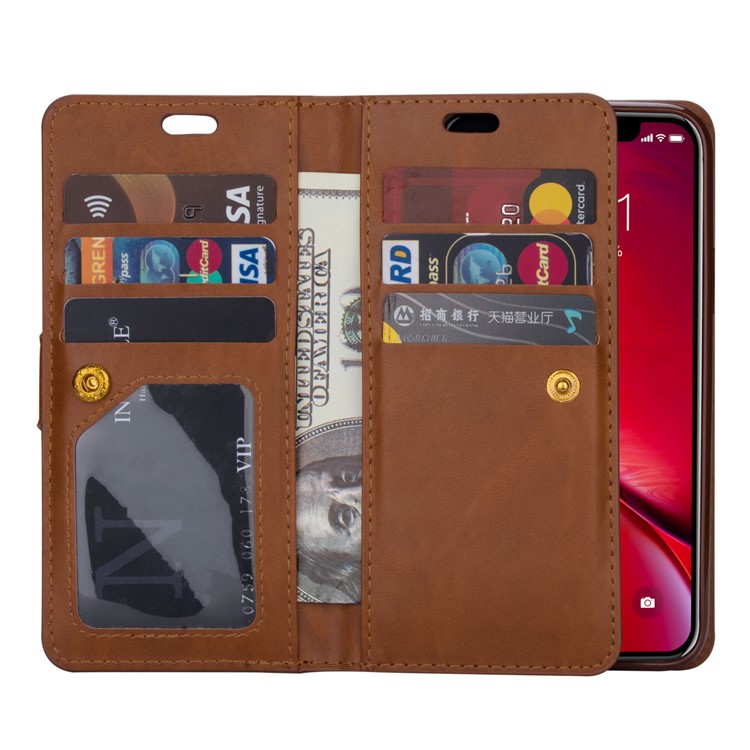 Zipper Pocket Multiple Card Slots Leather Stand Case for iPhone 11 Pro Max 6.5 inch (2019) - Brown-7