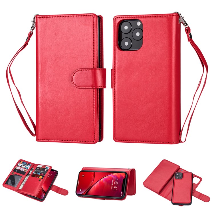 Para Apple Iphone (2019) Funda De Cuero Para Teléfono De 6.1 Pulgadas Con 9 Ranuras Para Tarjetas - Rojo-1