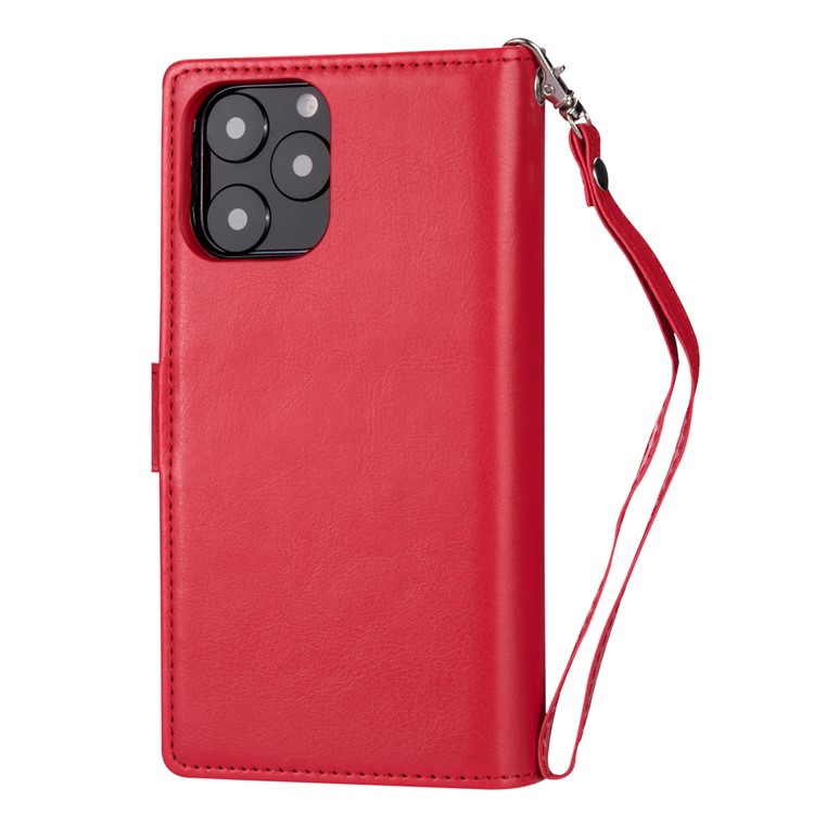 Para Apple Iphone (2019) Funda De Cuero Para Teléfono De 6.1 Pulgadas Con 9 Ranuras Para Tarjetas - Rojo-3
