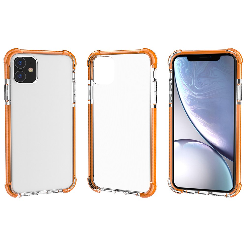 Für IPhone 11 6,1 Zoll Clear Anti-Gelb-Stoßdämpfung Acryl-Schutztelefonkasten - Orange-2