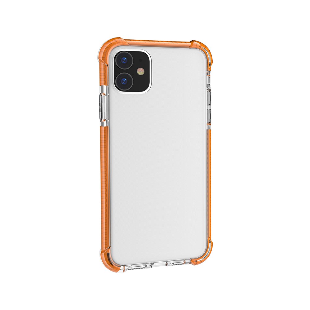 Für IPhone 11 6,1 Zoll Clear Anti-Gelb-Stoßdämpfung Acryl-Schutztelefonkasten - Orange-3