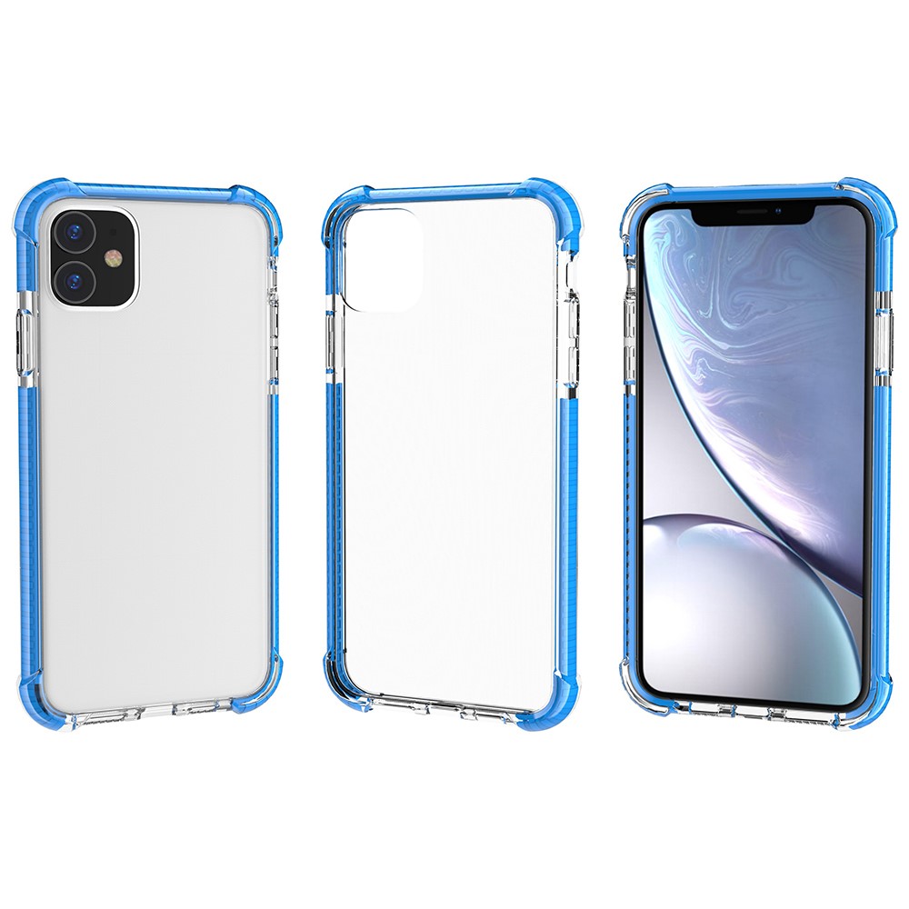 For iPhone 11 6.1 inch Clear Anti-Yellow Shock Absorption Acrylic Protective Phone Case - Baby Blue-2