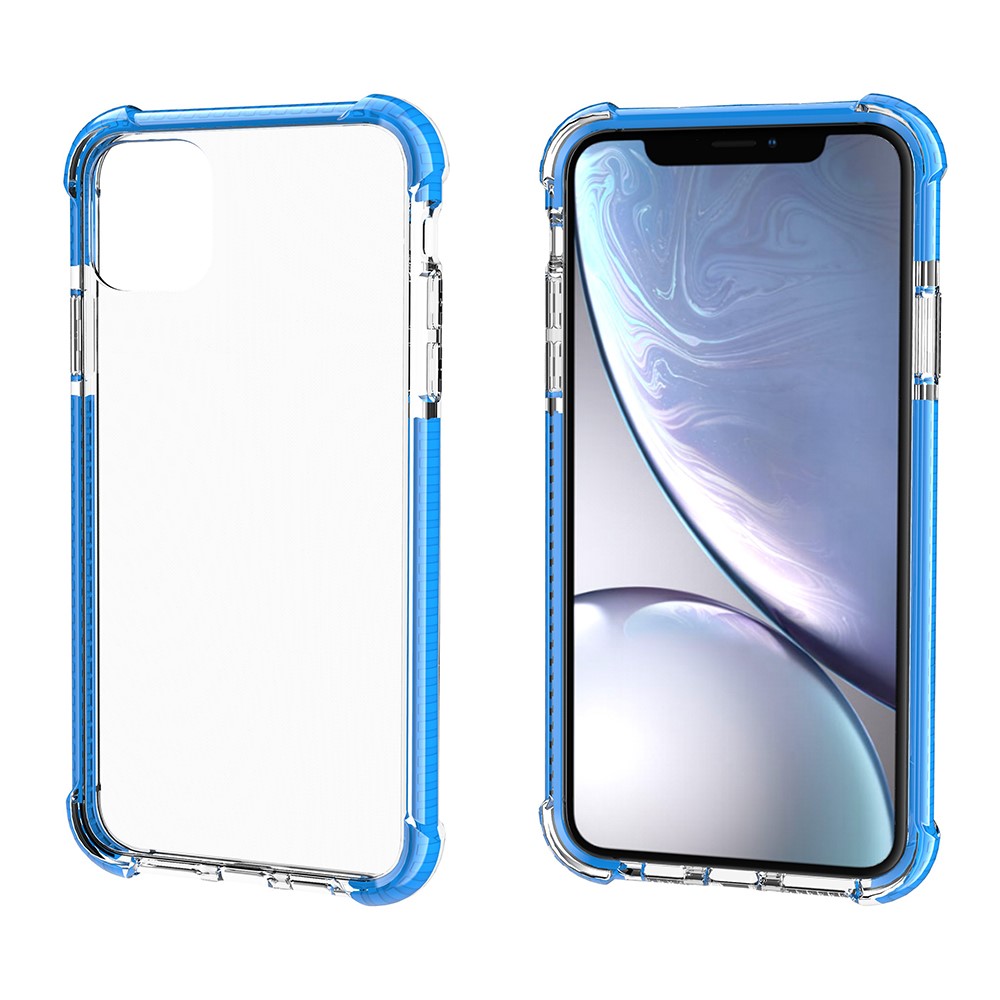 For iPhone 11 6.1 inch Clear Anti-Yellow Shock Absorption Acrylic Protective Phone Case - Baby Blue-4