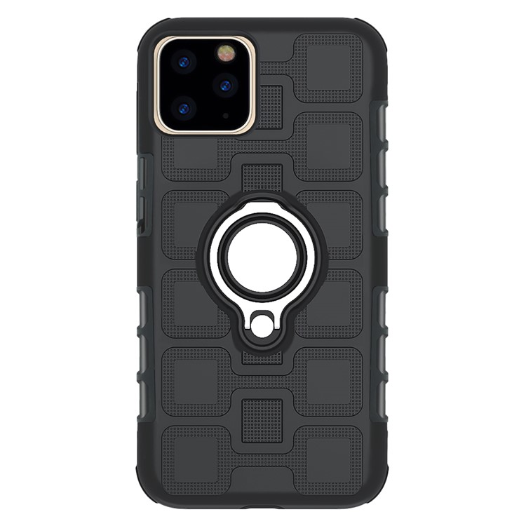 Geometric Pattern Phone Hybrid Case with Magnetic Ring Holder for Apple iPhone (2019) 6.5-inch - Black-2