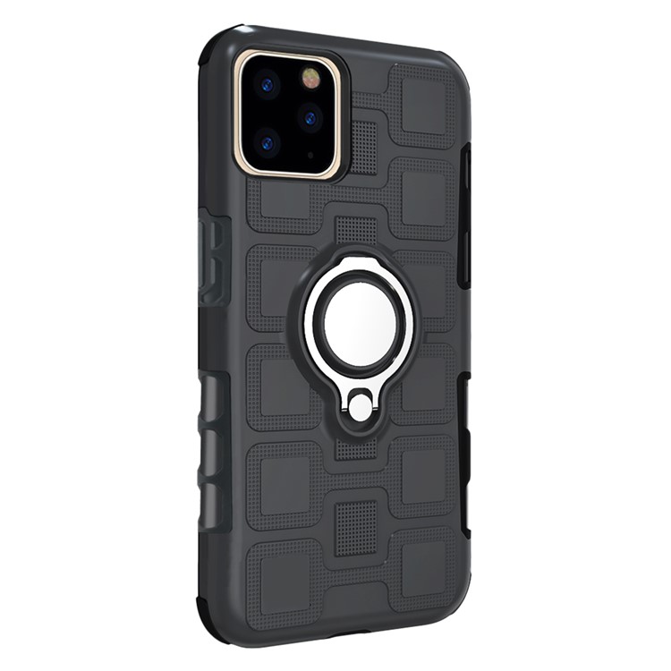 Geometric Pattern Phone Hybrid Case with Magnetic Ring Holder for Apple iPhone (2019) 6.5-inch - Black-4