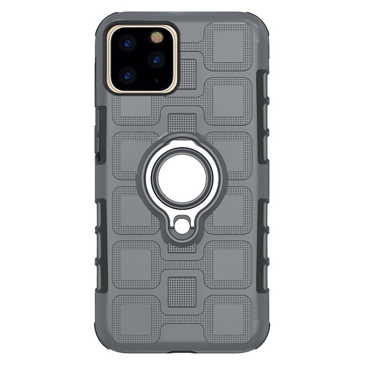 Caixa Híbrida Do Telefone Geométrico Do Teste Padrão Com O Suporte Do Anel Magnético Para O Iphone Da Maçã (2019) 6,5 Polegadas - Cinzento-2